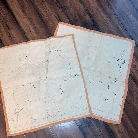 Set of Two Rare Handcrafted Egyptian Silk Cotton Wall Hangings Camel and Donkey - Picture 3 of 6